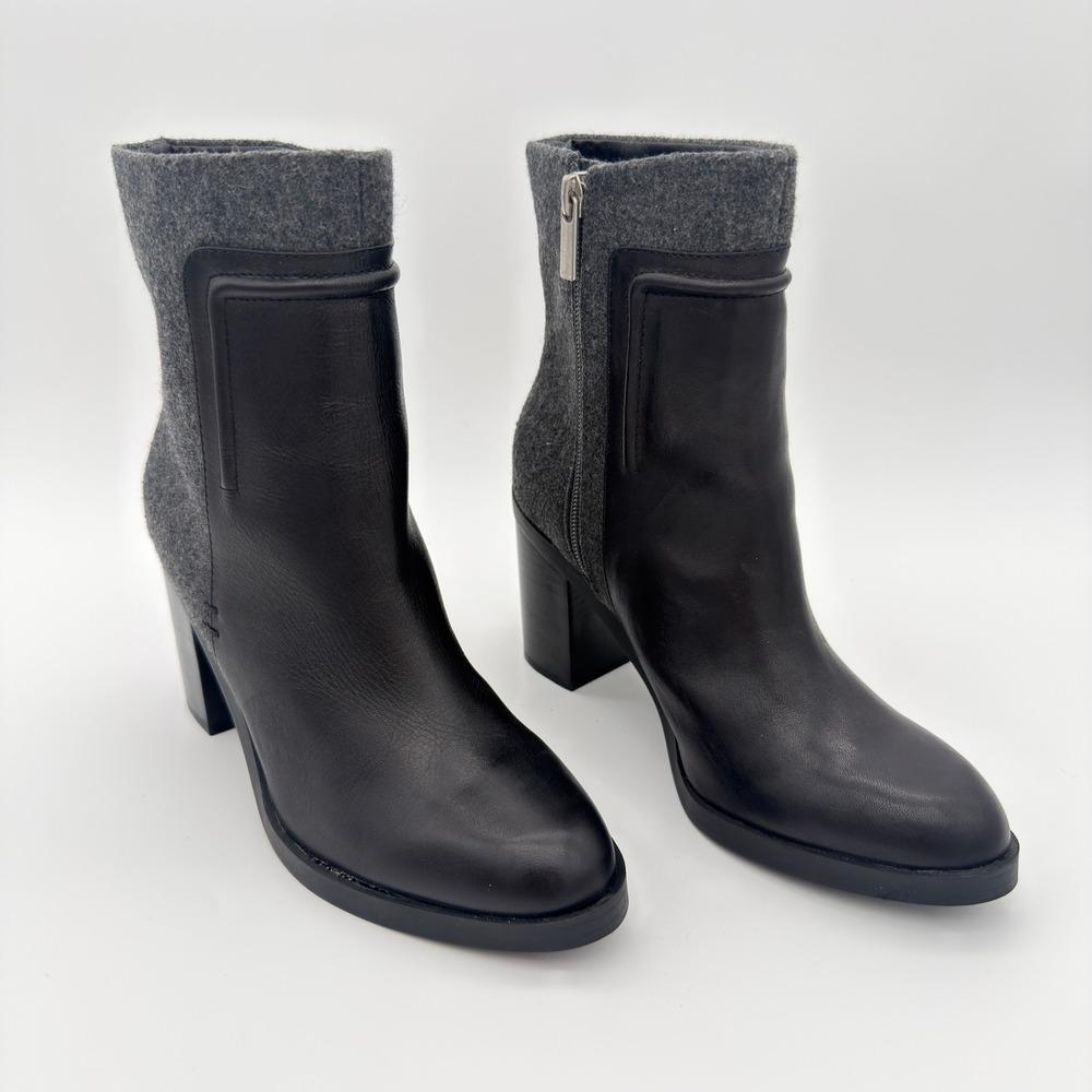 Charles by Charles David Women's 7.5 Black Gray Felt Block Heel Ankle Boots